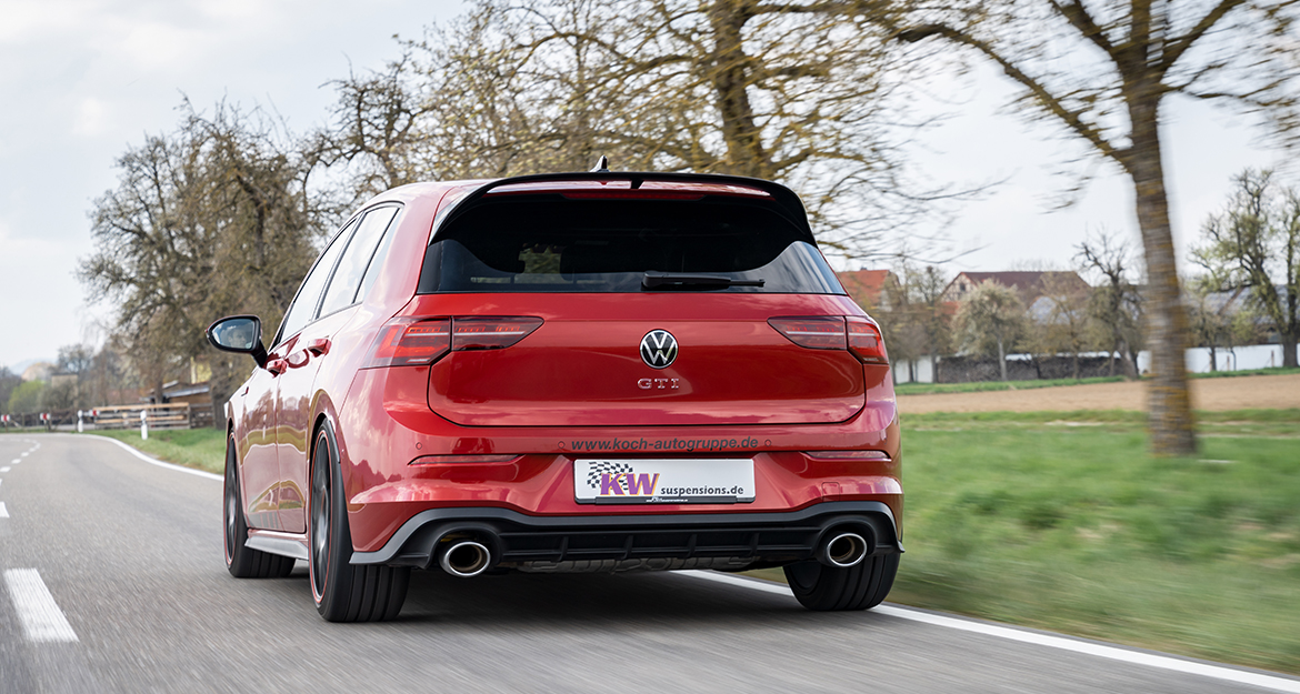 Maksimalni stav i povećana dinamika vožnje za najnovije VW Golf 8, GTI, GTI Clubsport i R. Dostupni su KW Variant 1, KV Variant 2, KW Variant 3 i KW DDC plug & play